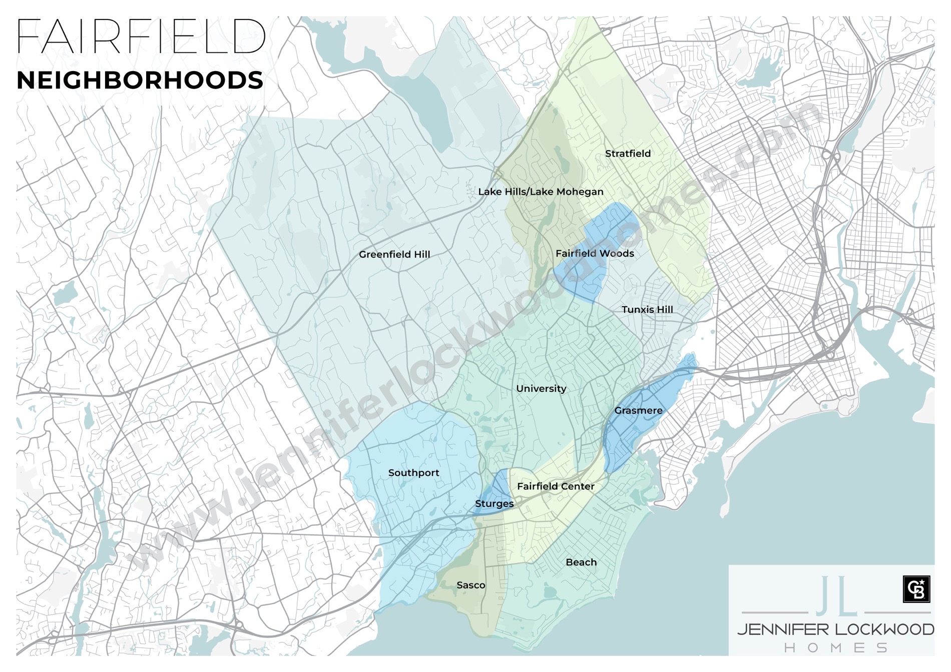 Fairfield CT Neighborhood Map and Neighborhoods Jennifer Lockwood Homes
